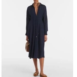 Gucci Horsebit GG Silk Jacquard Fluid Midi Dress Classic Blue $5500 IT44 US8 NWT